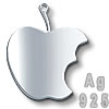 295-102 кулон apple для iphone серебряный в виде над кусаного яблока apple. Серебро 925 пробы