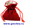 Подарочная упаковка мешочек бархатный красный с подкладкой из сатина серебристого цвета