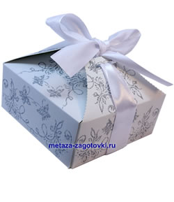 Подарочная коробочка с бантом картонная белая, складная