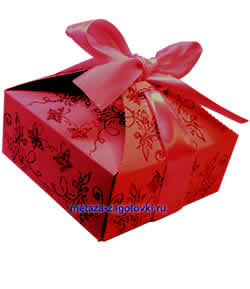 Подарочная коробочка с бантом картонная красная, складная