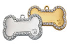 Адресники для собак кошек на ошейник с гравировкой Медальон для животных со стразами кость маленькая